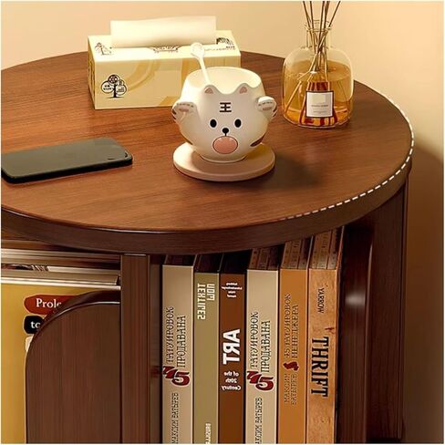 Bookshelf Bedside Rotating Bookcase 360 Degree Movable Home Floor Narrow Bedroom Reading Shelf for Living Room Home Office in Saudi Arabia