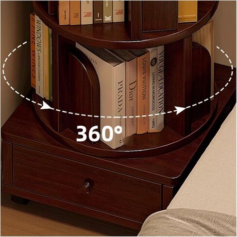 Bookshelf Bedside Rotating Bookcase 360 Degree Movable Home Floor Narrow Bedroom Reading Shelf for Living Room Home Office in Saudi Arabia