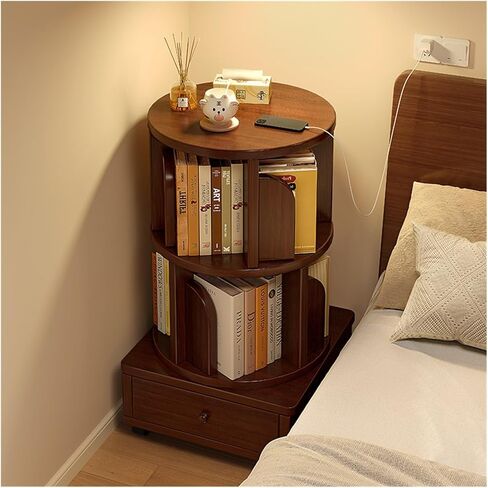 Bookshelf Bedside Rotating Bookcase 360 Degree Movable Home Floor Narrow Bedroom Reading Shelf for Living Room Home Office in Saudi Arabia