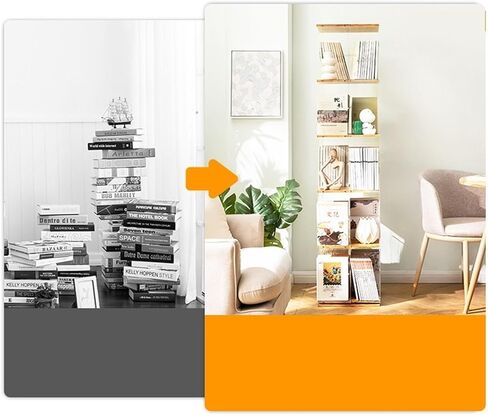 Bookshelf Creative Acrylic Rotating Bookshelf, Modern Simple Study Storage Cabinet, Movable Floor Multi-Layer Shelf for Living Room Home Office in Saudi Arabia