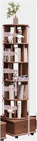 Bookshelf Rotating Bookshelf, 360-degree Bookcase, Household Book Storage Shelf, Solid Wood Movable Floor for Living Room Home Office in Saudi Arabia