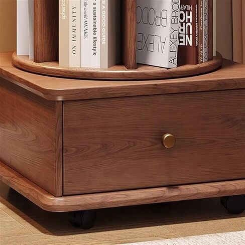 Bookshelf Rotating Bookshelf, 360-degree Bookcase, Household Book Storage Shelf, Solid Wood Movable Floor for Living Room Home Office in Saudi Arabia