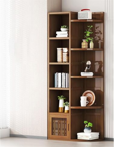Bookshelf Corner Bookcase Floor-to-Ceiling Living Room Storage Cabinet Wall Rack Triangular Tea for Living Room Home Office in Saudi Arabia