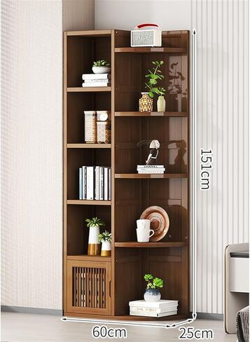Bookshelf Corner Bookcase Floor-to-Ceiling Living Room Storage Cabinet Wall Rack Triangular Tea for Living Room Home Office in Saudi Arabia