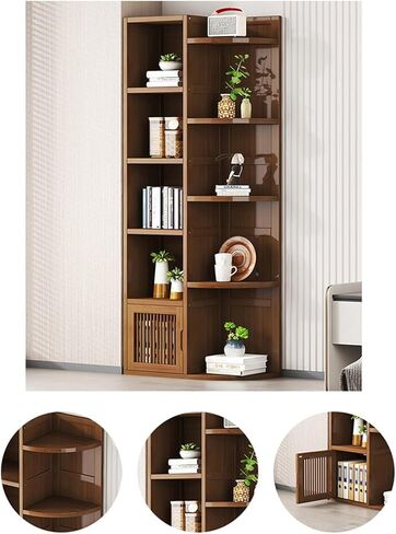 Bookshelf Corner Bookcase Floor-to-Ceiling Living Room Storage Cabinet Wall Rack Triangular Tea for Living Room Home Office in Saudi Arabia
