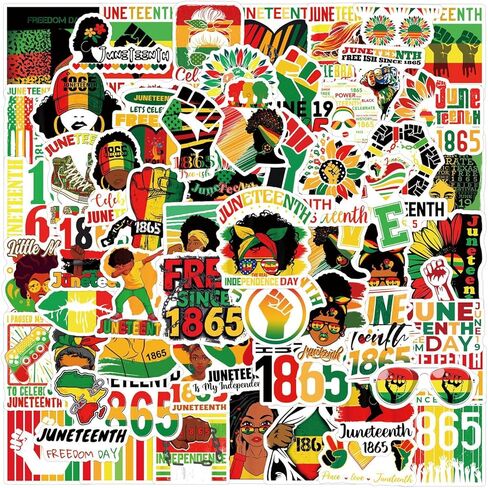 50 Pieces Juneteenth Freedom Day Stickers for Kids Black Independence Day Sticker for Laptop Water Bottles Skateboard Graffiti,Emancipation Day Trendy Waterproof Vinyl Stickers for Teens (Juneteenth) in Saudi Arabia