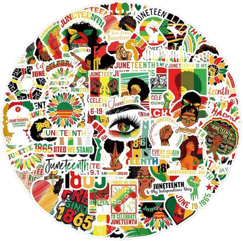 50 Pieces Juneteenth Freedom Day Stickers for Kids Black Independence Day Sticker for Laptop Water Bottles Skateboard Graffiti,Emancipation Day Trendy Waterproof Vinyl Stickers for Teens (Juneteenth) in Saudi Arabia