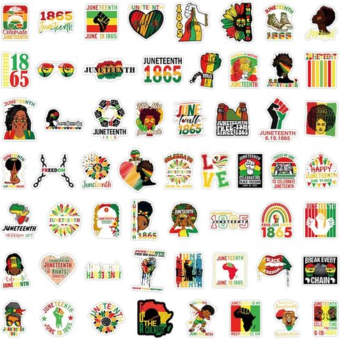 50 Pieces Juneteenth Freedom Day Stickers for Kids Black Independence Day Sticker for Laptop Water Bottles Skateboard Graffiti,Emancipation Day Trendy Waterproof Vinyl Stickers for Teens (Juneteenth) in Saudi Arabia