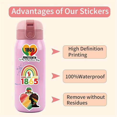 50 Pieces Juneteenth Freedom Day Stickers for Kids Black Independence Day Sticker for Laptop Water Bottles Skateboard Graffiti,Emancipation Day Trendy Waterproof Vinyl Stickers for Teens (Juneteenth) in Saudi Arabia
