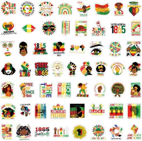50 Pieces Juneteenth Freedom Day Stickers for Kids Black Independence Day Sticker for Laptop Water Bottles Skateboard Graffiti,Emancipation Day Trendy Waterproof Vinyl Stickers for Teens (Juneteenth) in Saudi Arabia