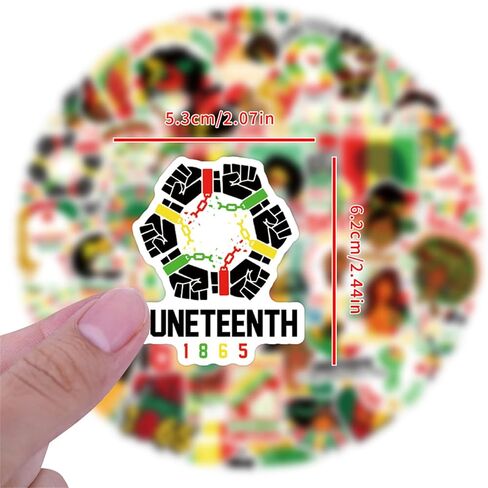 50 Pieces Juneteenth Freedom Day Stickers for Kids Black Independence Day Sticker for Laptop Water Bottles Skateboard Graffiti,Emancipation Day Trendy Waterproof Vinyl Stickers for Teens (Juneteenth) in Saudi Arabia