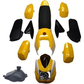 Suitable for Plastic Kit Fender Fairings 12v headlight windshield and fuel tank seat 49cc kids quad bike mini ATV kid 4x4 wheeler(Yellow-white) in Saudi Arabia