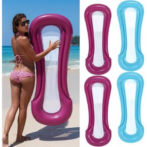 2 Pcs 2/4/8 Pcs Inflatable Pool Lounger Float Pool Hammock Floats Adult Inflatable Lounge Chair 23 x 62 Inch Comfortable Floating Seat Swimming Pools Beach Relaxation Favor, Purple, Blue in Kuwait