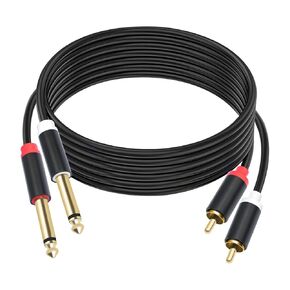 Dual 1/4 TS to Dual RCA Stereo Audio Interconnect Cable 5FT, Gold Plated Copper Shell Heavy Duty 2X6.35mm Male TS to 2 RCA Male Adapter Cable in Saudi Arabia