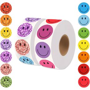 2000 Pcs Rainbow Glitter Smile Face & Star Stickers for Kids – 1 Inch Colorful Shiny Happy Face Reward Stickers for Student Planners, Classroom Charts, Homework & Teacher Supplies in Saudi Arabia