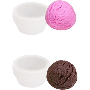 Ice Cream Silicone Mold with Edge, 2 Pieces Ice-Creams Resin Candle Mold, Soap Mold for Wedding Birthday Party Decor Soap Craft DIY Crafts Chocolate Fondant(Ice-Cream Ball) in Saudi Arabia