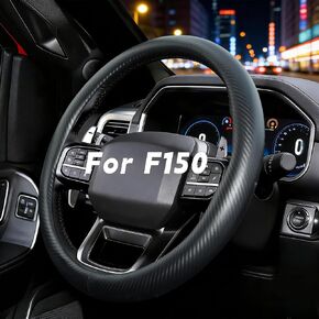 Steering Wheel Cover for Ford F-150 F-250 F-350 1997-2026, Expedition 2007-2026, Fit 15.5-16" Wheels (Black-Half Carbon Fiber) in Saudi Arabia