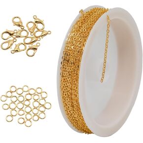 16.4FT Gold Plated Chain, 1.5MM Cable Link Tarnish-Resistant Jump Rings, Stainless Steel Lobster Clasps for Jewelry Making/Necklace Making/Jewelry Craft/Supplies in Saudi Arabia