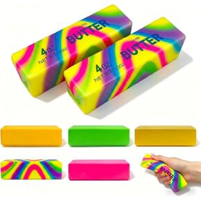 2 Pack Butter Squishy Toys Slow Rising Soft Squeeze Toy Stress Relief Fidget Toys for Kids Party Favors Birthday Gifts Adults Office Desk Toys (Gold) in Saudi Arabia