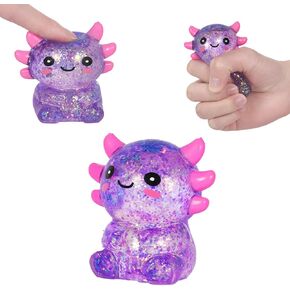 Axolotl Squishy Toy - 1 Pcs Glitter Slow Rising Squeeze Toy, Maltose Filled TPR Stress Relief Fidget Toy, Cute Transparent Handheld Desk Pet Sensory Toy, Age 3+ (Pink) in Saudi Arabia
