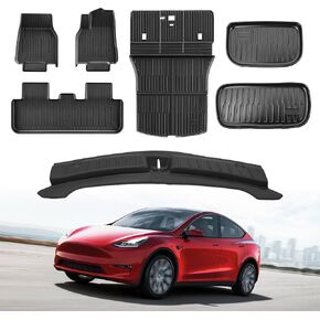 Thick Car Floor Mat for 2025-2026 Tesla Model Y Juniper,Fully Protective TPE Anti-Slip Floor mats Cargo Liners,Custom-Fitted Threshold Strip (Floor Trunk Rear Waist Protection) in Saudi Arabia