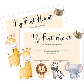 25 My First Haircut Certificates, Animal Award Certificates of Hair Salon, 8 x 10" First Hair Cut Award Paper for Baby Girl Boy Kids Toddlers, 1st Haircut Awards Milestone Marker Gifts -03 in Saudi Arabia