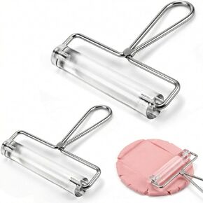 Zhehao 2 Pcs Acrylic Clay Roller 4 and 6 Inch Clear Clay Rolling Pin and Stamping Tools with Steel Handle for DIY Handmade Printing Crafts Dough Fondant Art Supplies in Kuwait