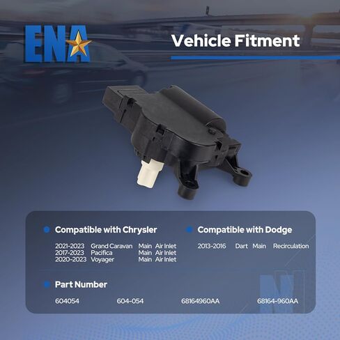 ENA HVAC Air Blend Door Actuator 604-054 Compatible with Chrysler Grand Caravan Pacifica Voyager Dodge Dart 2013 2014 2015 2016 2017 2018 2019 2020 2021 2022 2023 Replaces 68164960AA 68164-960AA in Saudi Arabia