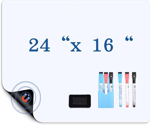 24x16 Inch Magnetic Refrigerator Whiteboard - Single Pack Flexible Dry Erase Memo Board with 6 Markers, Eraser & 1 Pen Holder, for Kitchen Office Home Notes Reminders Planning in Saudi Arabia