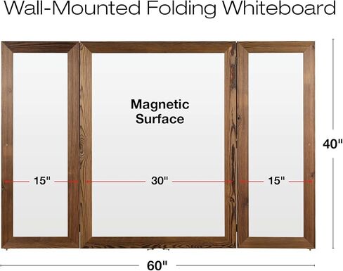 Excello Global Products 40" x 60" Wooden Wall Mounted Folding Whiteboard, Magnetic, Double-Sided, Brown in Kuwait