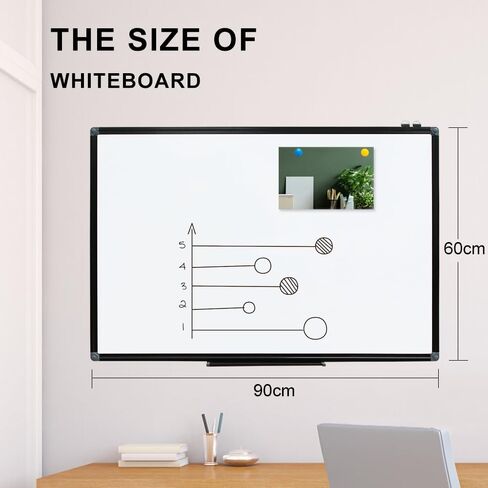 Dry Erase White Board - 36 X 24 Inches Magnetic Hanging Whiteboard for Wall with Black Aluminum Frame for Home, Classroom,Office in Saudi Arabia