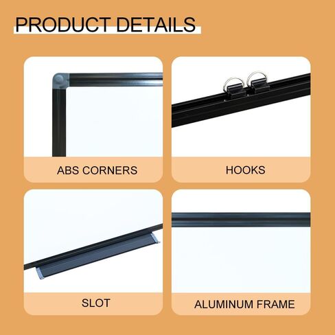 Dry Erase White Board - 36 X 24 Inches Magnetic Hanging Whiteboard for Wall with Black Aluminum Frame for Home, Classroom,Office in Saudi Arabia