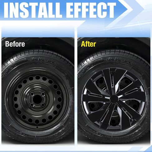 15" Hubcaps Wheel Covers for 2007-2026 Nissan Versa, R15 Wheel Rim Covers Compatible with Steel Wheels, 15 inch PP Material Snap On Hub caps Set of 4 (Black Lacquer) in Kuwait