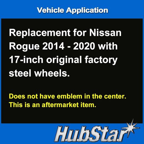 Premium Replica Hubcap, Replacement for Nissan Rogue 2014-2020, 17-inch Black Wheel Cover (1 Piece) in Saudi Arabia