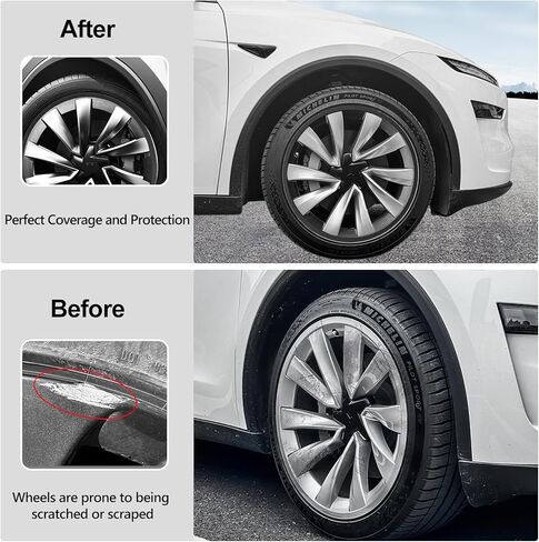 4PCS Wheel Rim Protector for Tesla Model Y Juniper 2025 2026 ABS+PC Rim Hubcaps Cover 20 Inches Black Wheel Rim Protection Accessories(Black) in Saudi Arabia