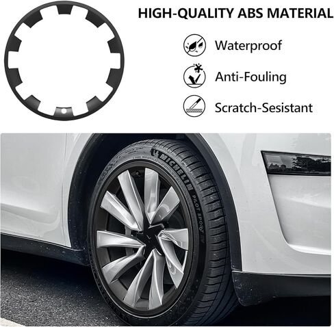 4PCS Wheel Rim Protector for Tesla Model Y Juniper 2025 2026 ABS+PC Rim Hubcaps Cover 20 Inches Black Wheel Rim Protection Accessories(Black) in Saudi Arabia
