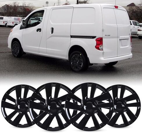 أغطية محور سوداء مقاس 15 بوصة لسيارة Nissan NV200 2013-2021، مجموعة تركيب سهلة التركيب مكونة من 4 أغطية حافة عجلة متوافقة مع أغطية محور العجلات الفولاذية 13-21 Nissan NV200 - مجموعة مقاس 15 بوصة مكونة من 4 قطع in Kuwait