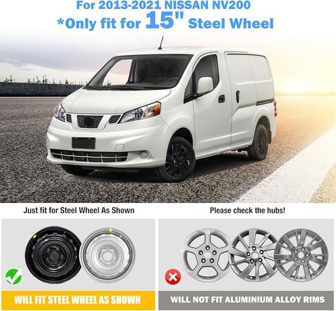 أغطية محور سوداء مقاس 15 بوصة لسيارة Nissan NV200 2013-2021، مجموعة تركيب سهلة التركيب مكونة من 4 أغطية حافة عجلة متوافقة مع أغطية محور العجلات الفولاذية 13-21 Nissan NV200 - مجموعة مقاس 15 بوصة مكونة من 4 قطع in Kuwait