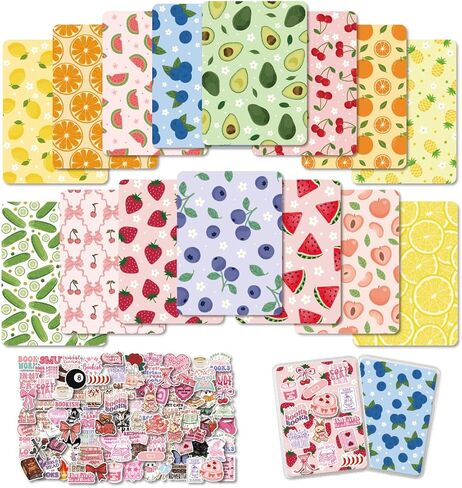 Cardstock Inserts Compatible with Kindle Paperwhite 6.8" (11th Gen 2021), 15PCS Summer Fruit Inserts for Clear Case with 100 Aesthetic Stickers, DIY E-reader Decoration Bookish Gift for Women in Kuwait