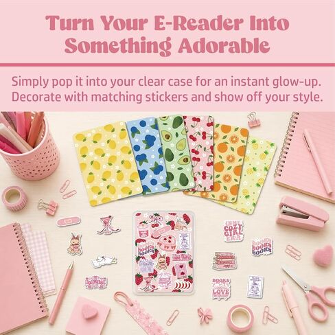 Cardstock Inserts Compatible with Kindle Paperwhite 6.8" (11th Gen 2021), 15PCS Summer Fruit Inserts for Clear Case with 100 Aesthetic Stickers, DIY E-reader Decoration Bookish Gift for Women in Kuwait