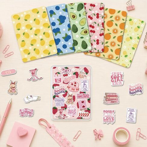 Cardstock Inserts Compatible with Kindle Paperwhite 6.8" (11th Gen 2021), 15PCS Summer Fruit Inserts for Clear Case with 100 Aesthetic Stickers, DIY E-reader Decoration Bookish Gift for Women in Kuwait