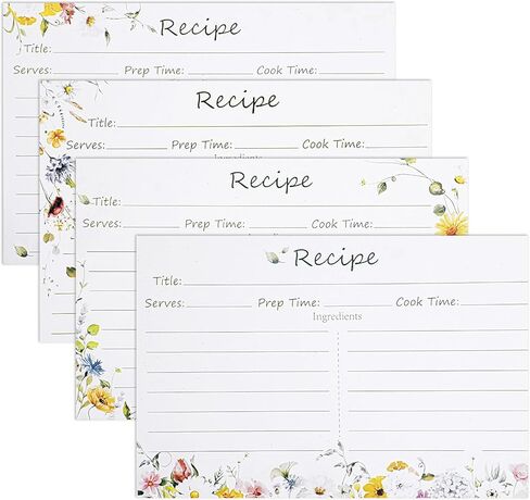 40Pcs Wildflower Recipe Cards, 4×6"Double Sided Card, Recipe Cards for Bridal Shower, Weddings in Kuwait