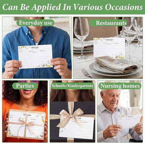 40Pcs Wildflower Recipe Cards, 4×6"Double Sided Card, Recipe Cards for Bridal Shower, Weddings in Kuwait