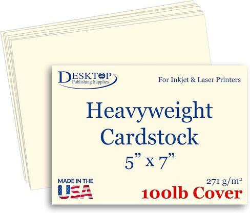 50 Sheets 5" x 7" Cream Cardstock Paper – Extra Thick 100lb Cover (271 gsm) Heavyweight Matte Card Stock for Inkjet & Laser Printers – Ideal for Invitations, Greeting Cards, Photos & Announcements in Kuwait