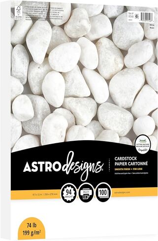 Astrodesigns Cardstock, White, 94 Brightness, 8.5" x 11", 74 lb., Heavyweight Paper, 100 Sheets, Perfect for DIY Projects, Card Making, Scrapbooking & Invitations (91548) in Saudi Arabia