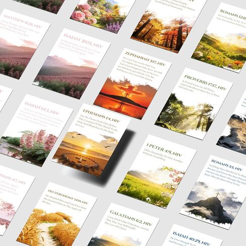 60 بطاقة فريدة من نوعها لآيات الكتاب المقدس ذات المناظر الطبيعية - 4 سمات مرمزة بالألوان (الاستعادة، الأمل، الهوية) - مجموعة تعبدية من الكتاب المقدس اليومي - بطاقات صلاة غير لامعة 300 جرام للمتر المربع من أجل السلام والتشجيع (2.1 × 3.3) in Kuwait