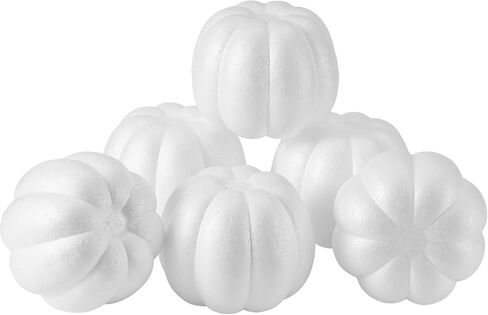 FFchuanhe White Foam Craft Pumpkins, 5.3 Inch, 6 Pack, DIY Artificial Fall Harvest Decor for Halloween, Thanksgiving, Autumn Tabletop Decoration in Saudi Arabia