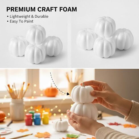 FFchuanhe White Foam Craft Pumpkins, 5.3 Inch, 6 Pack, DIY Artificial Fall Harvest Decor for Halloween, Thanksgiving, Autumn Tabletop Decoration in Saudi Arabia