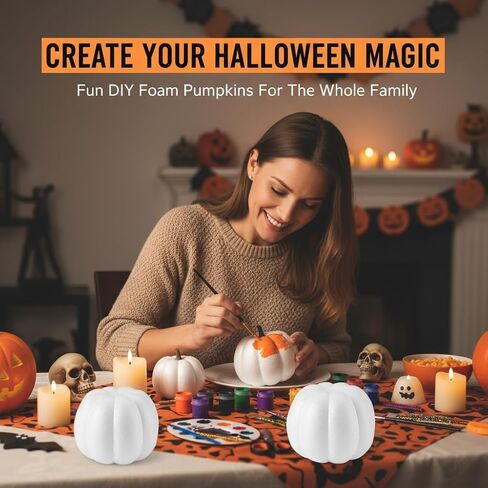 FFchuanhe White Foam Craft Pumpkins, 5.3 Inch, 6 Pack, DIY Artificial Fall Harvest Decor for Halloween, Thanksgiving, Autumn Tabletop Decoration in Saudi Arabia