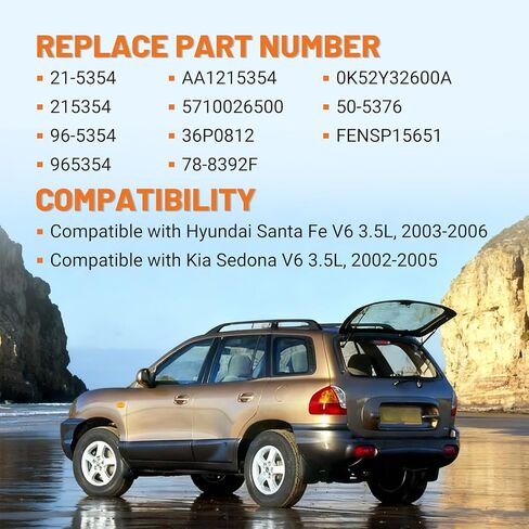 21-5354 Power Steering Pump with Pulley Compatible with Hyundai Santa Fe 2003-2006, Kia Sedona 2002-2005 V6 3.5L Replace 215354 965354 AA1215354 Power Assist Pump, Right Passenger Side in Kuwait